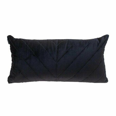 HOMEROOTS Quilted Velvet Arrows Black Decorative Lumbar Pillow, Black 402803
